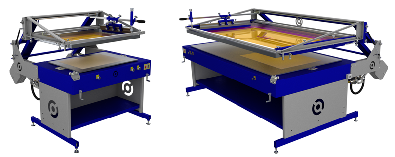 Ручное плоскопечатное оборудование для печати по листовому материалу с параллельным подъемом рамы.